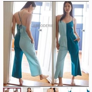 Amadi Color Blocked Turquoise and Blue Jumpsuit - XS